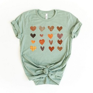 Simply Sage Market Women's Fall Plaid Hearts Short Sleeve Graphic Tee - 1 of 2