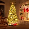 Tangkula 6.5 FT Pre-lit Hinged Christmas Tree with 450 LED Lights & Pine Cones Red Berries - 2 of 4
