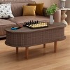 Fluted Lift Top Coffee Table with Hidden Storage Compartment, Oval Wooden Center Table, Modern Coffee Table for Living Room or Office-Koiai - 2 of 4