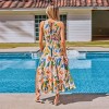 Women's Vibrant Floral Print Maxi Dress with Tie Waist - Cupshe - 3 of 4