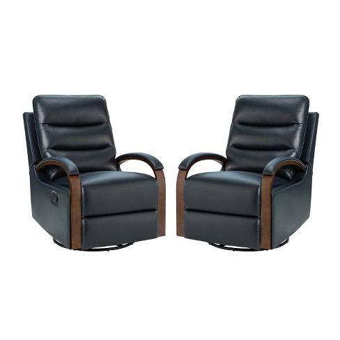 Set Of 2 Clemens Genuine Leather Swivel Rocking Manual Recliner