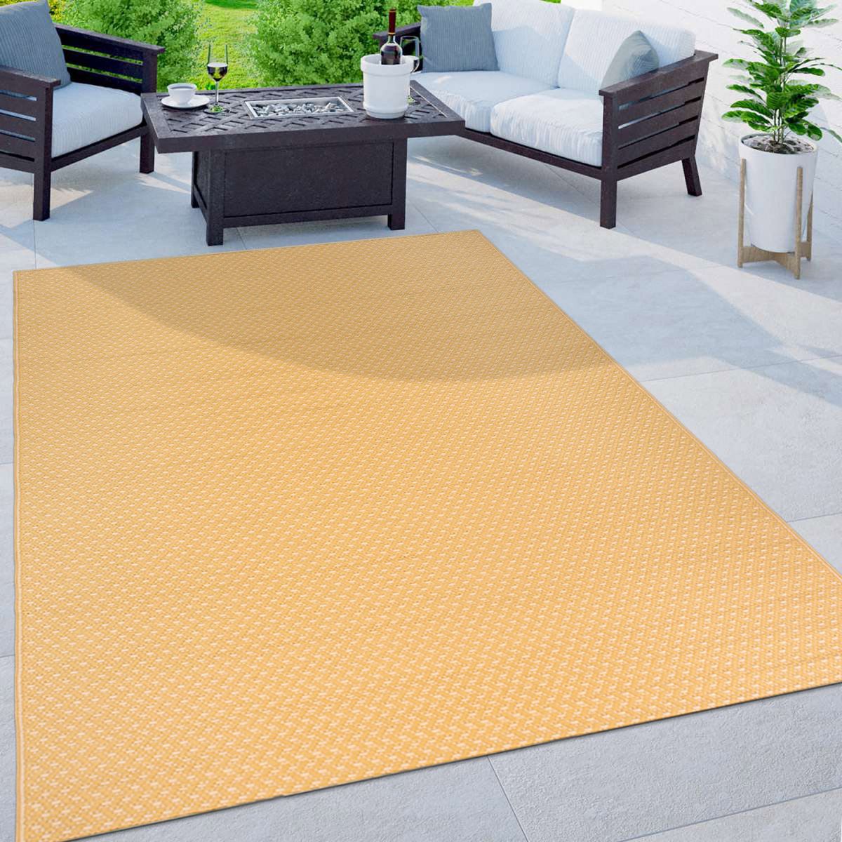 World Rug Gallery Contemporay Solid Reversible Plastic Indoor and Outdoor Picnic Mat, Camping Rug, RV Rug:  Geometric,  UV-Resistant,  Flat Pile - thumbnail 2