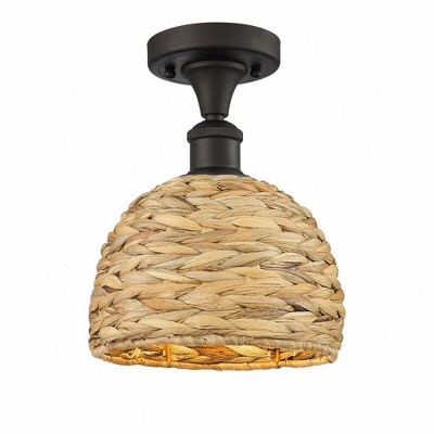 Innovations Lighting Woven Ratan 1 - Light Semi-Flush Mount in  Oiled Brass