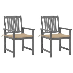 vidaXL Patio Chairs with Cushions 2 pcs Gray Solid Acacia Wood - 1 of 4