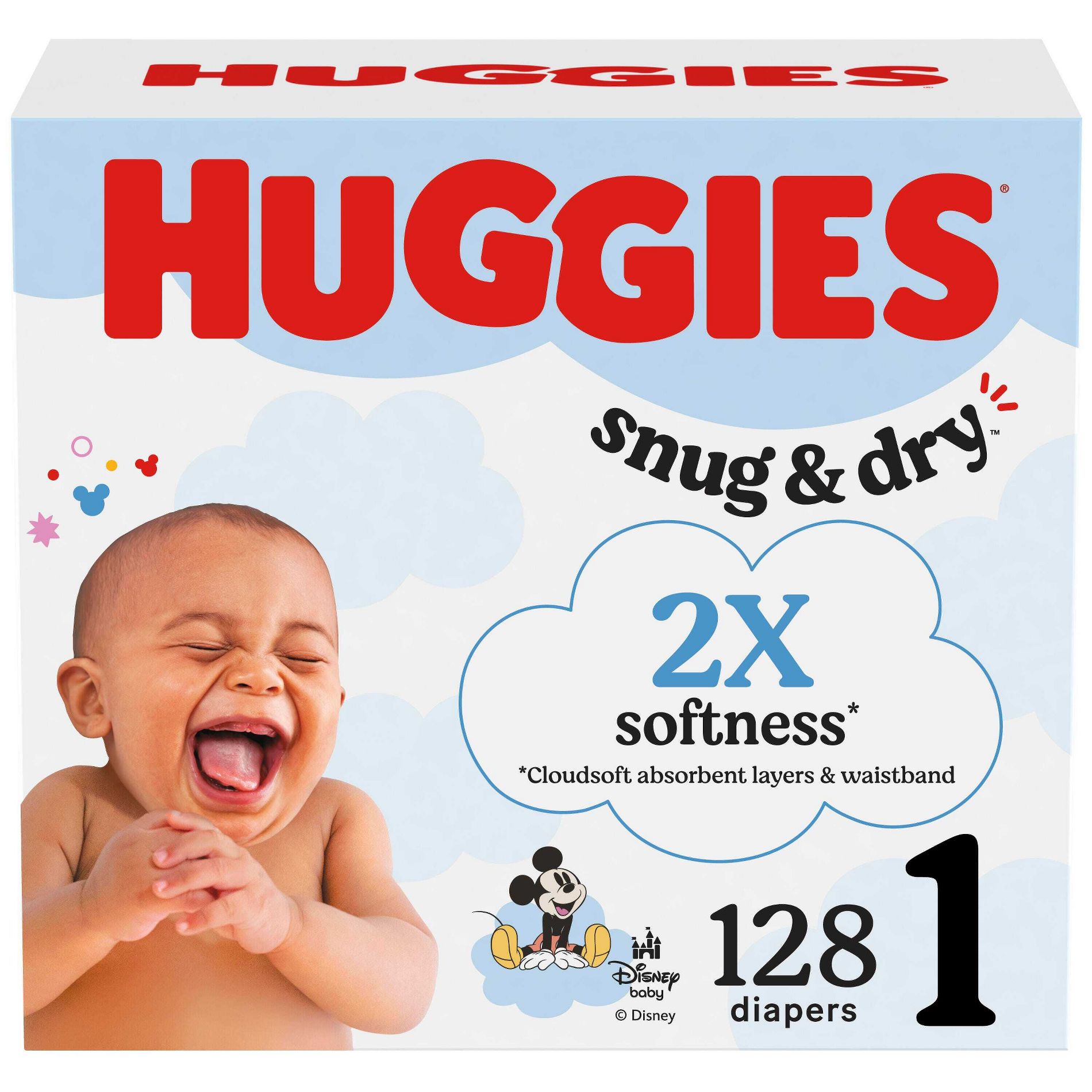 Huggies Snug & Dry Diapers   -Size 1 - 128ct