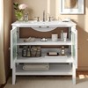 36 Inch Bathroom Vanity with Ceramic Sink, Solid Wood Legs, Adjustable Shelf, Open Storage - 3 of 4