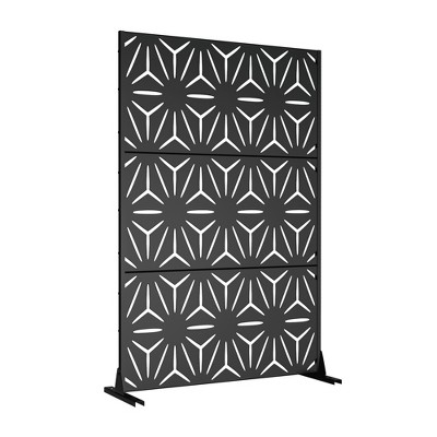 Lirago Metal Outdoor Privacy Screen Freestanding Patio Decorative Screens - 72"x47", Black