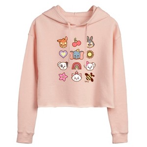 Women's - Disney Classics - Character Group With Icons Cropped Graphic Hoodie - 1 of 3