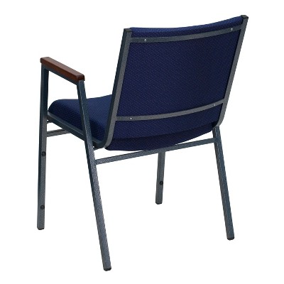 Aliya Heavy Duty Blue Fabric and Steel Stacking Chair with Arms