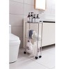 J&V TEXTILES 3 Tier Acrylic Rolling Cart with Wheels, Utility Storage Cart with Handle and Lockable Casters, Storage Basket Organizer Shelves - 4 of 4