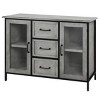 2 Doors and 3 Drawers Wood and Metal Cabinet Brown - StyleCraft: Industrial Mango Veneer Accent Storage - 2 of 4