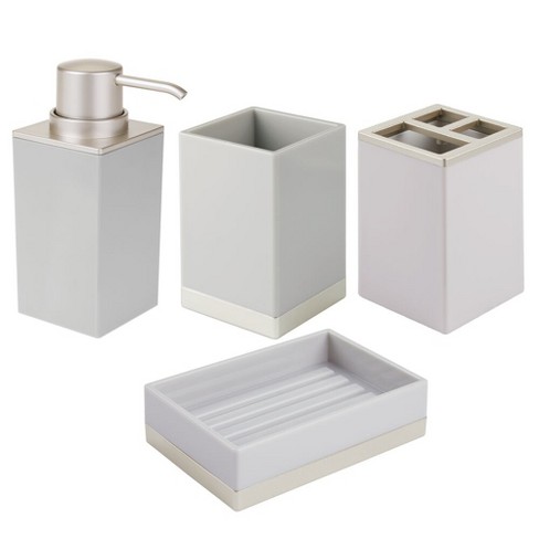 Mdesign 4 Piece Plastic Bathroom Vanity Countertop Accessory Set Target