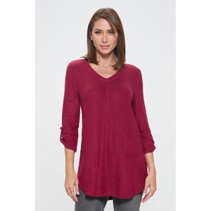 WEST K Women's Nora Ultrasoft V-neck Tunic with Long Sleeves and Front Seam Detail - 1 of 4