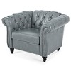 Dolonm Modern 1-Seater Sofa: Black PU Leather, 220LB Capacity, Birch Legs & Staggered Tufting Study/Bedroom Essential - 4 of 4