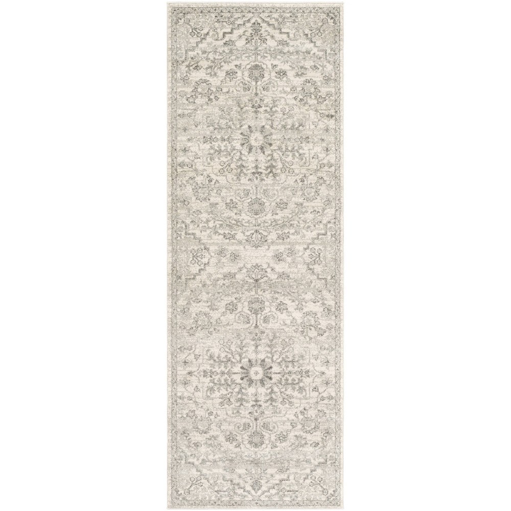 Photos - Area Rug Livabliss 2'7"x7'3" Abby Traditional Rugs Cream/Light Gray: Stain & Fade-Resistant Runner, Medium Pile, Indoor Use