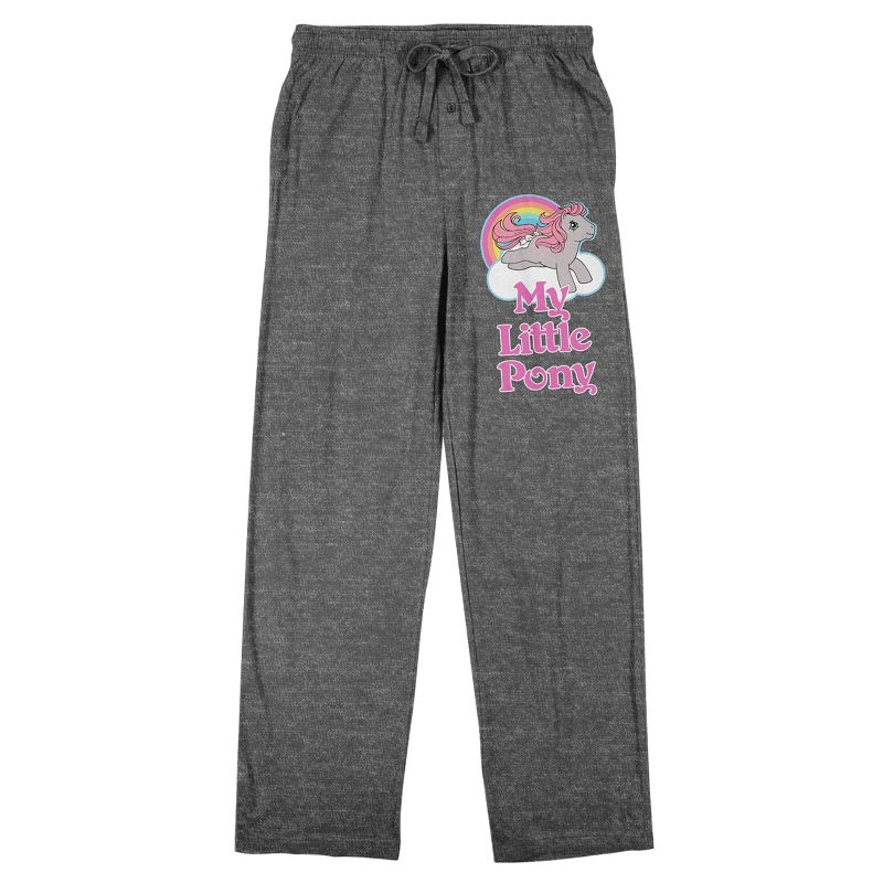 My Little Pony Retro Rainbow Cloud Logo Men's Heather Gray Sleep Pajama Pants, 1 of 4