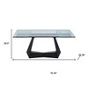 HomeRoots 71" Clear and Black Glass and Metal Self-Storing Leaf Sled Base Extendable Dining Table - 3 of 4