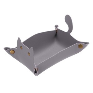 Unique Bargains Foldable Desk Organizing Key Coin Cat Design Jewelry Storage Tray 7.7" x 5.1" x 4" - 1 of 4