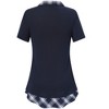 Coolmee Women Summer Tops Short Sleeve Contrast Collared Shirts Patchwork Work Blouse Tunics Tops - 2 of 4