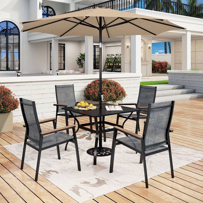 5pc Outdoor Dining Set with Sling Chairs &#38; Square Powder Coated Aluminum Table - Captiva Designs, 1 of 15