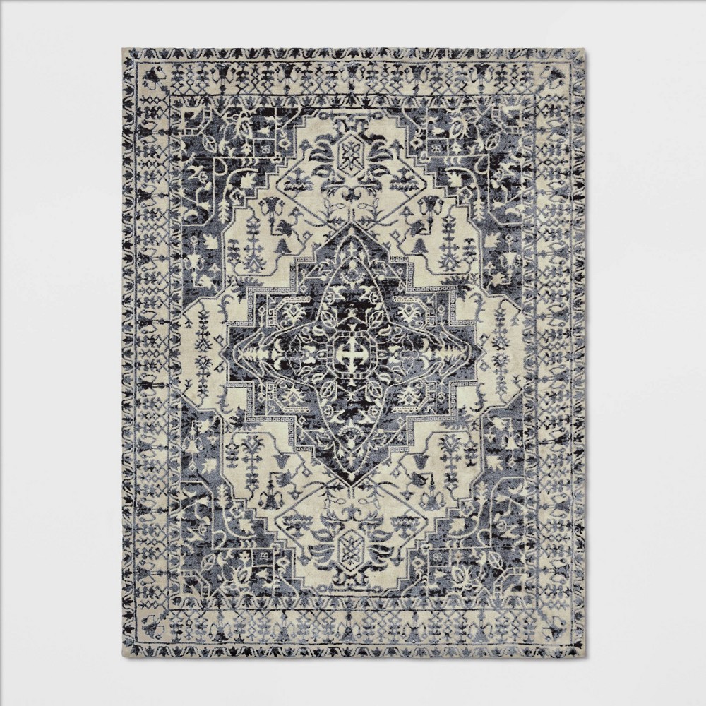 9'x12' Pavoria Vintage Persian Style Tufted Medallion Rug Charcoal Heather - Opalhouse™