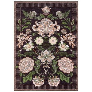 Floral Machine Washable Area Rugs for Living Room Bedroom Soft Non Slip Pastoral Rug Low Pile Botanical Floor Carpet for Kitchen Bathroom - 1 of 4