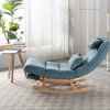 Solid Wood Ergonomic Rocking Chair, PU Accent Chair with Retractable Footrest - Maison Boucle - 2 of 4