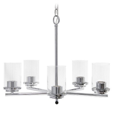 Elegant Chrome 5-Light Clear Glass Overhead Pendant Chandelier