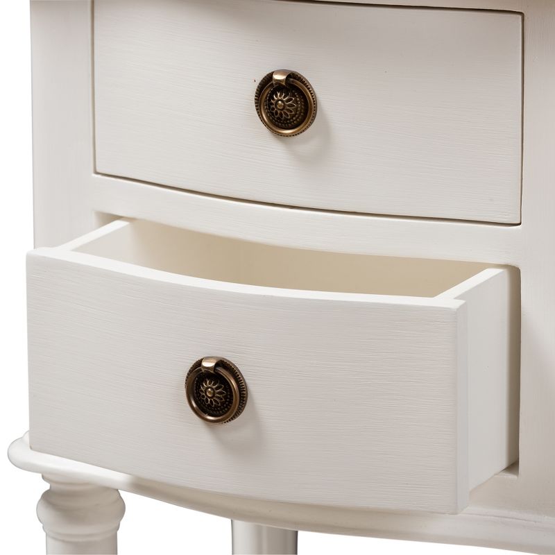 Audrey Finished 2 Drawer Nightstand White - Baxton Studio, 6 of 12