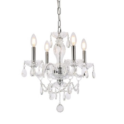 Elegant Lighting Princeton 4 light Chrome Pendant Clear Royal Cut Crystal