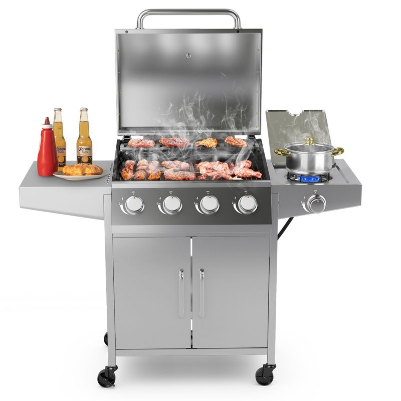 Costway 5-Burner Propane Gas BBQ Grill withSide Burner,Thermometer,Prep Table 50000 BTU, 1 of 11