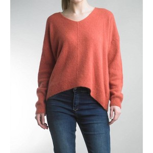 Women's V-neck Dolman Sleeve High Low Sweater - TEMPO PARIS - 1 of 2