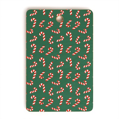 Lathe & Quill Candy Canes Green Cutting Board Rectangle -Deny Designs