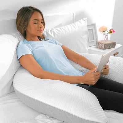 White Hypoallergenic Cooling Maternity Body Pillow with Washable Cover