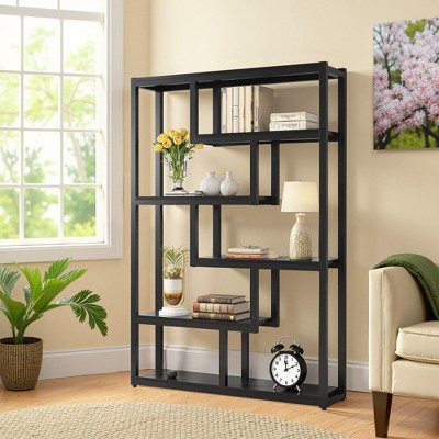 UbMelt 6-Tier Book Shelf Freestanding 69 Inch Bookcase with Staggered Shelves for Living Room,Bedroom,Office