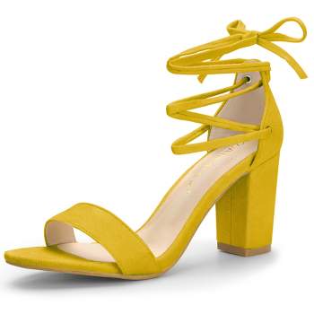 Allegra K Women's Tie-Up Strappy Chunky High Heels Sandal
