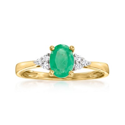 Ross-Simons 0.60 Carat Emerald Ring With Diamond Accents in 14kt Yellow Gold