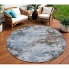 Sky Blue And Brown Abstract Washable Indoor Outdoor Area Rug - 2 of 4