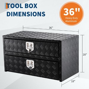 48" Aluminum Truck Tool Box, 2 Tier Tool Chest Organizer with Lock & Keys, Underbody Truck Box, Waterproof Truck Bed Toolbox for Pick Up, Deck Box - 1 of 4