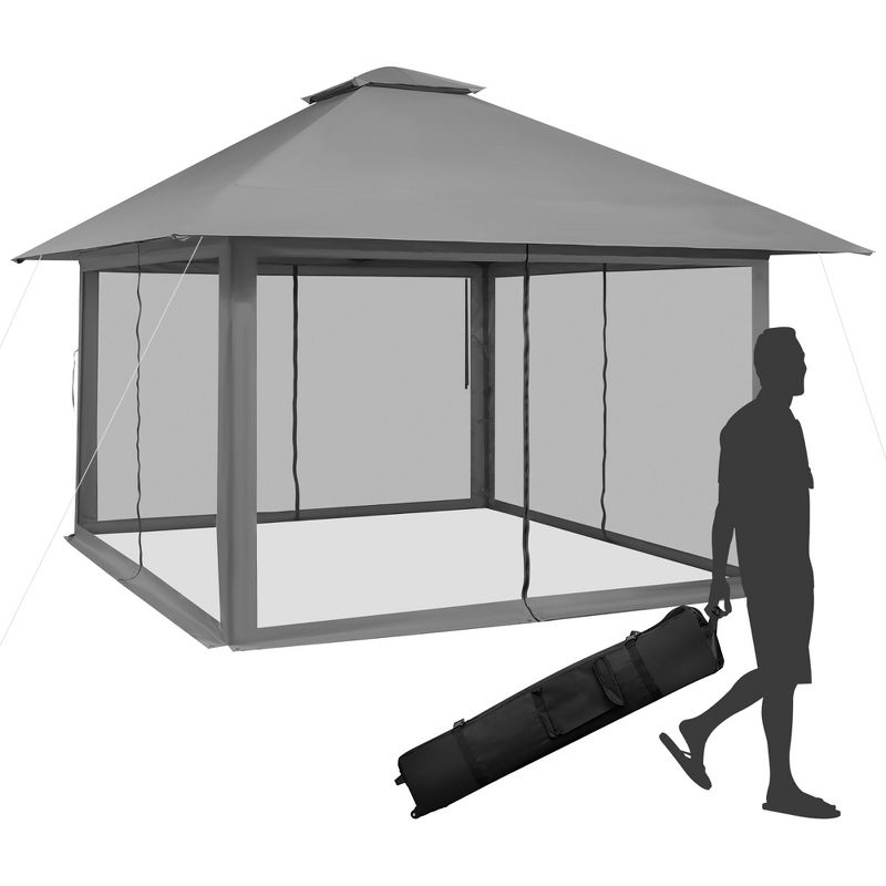 Costway 13x13ft Pop-up Instant Canopy Tent Mesh Sidewall UV50+ Adjust Outdoor Patio, 1 of 10