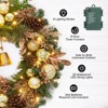 24" Pre-Lit Christmas Wreath with Lights, Battery Operated Xmas Wreath Decor with Pine Cones, Berries, Ball Ornaments and Bells, Gold - 4 of 4