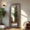 SpassWay Distressed Solid Wood Accent Mirror Vintage Full Length Mirror Retro Leaning Mirror Weathered White/Antique Brown/Charcoal - 3 of 4