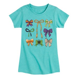 Girls' - Instant Message - Halloween Bows -Youth Girls Short Sleeve T-Shirt Fitted Short Sleeve Graphic T-Shirt - 1 of 4