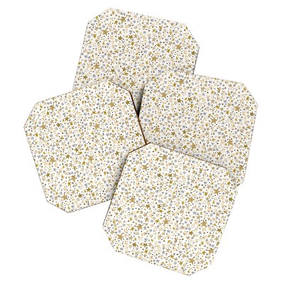 Ninola Design Winter Stars hHoliday Gold Set of 4 Coasters - Deny Designs