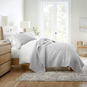 FIONECA Quilted Floral Microfiber Coverlet Set with Matching Shams All Season Machine Washable - 1 of 4