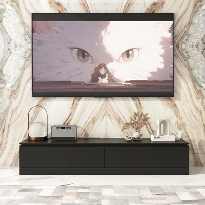 FUFU&GAGA Black Expandable TV Console Modern Design Entertainment Center