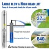 VEVOR Deep Well Submersible Pump, 3HP/2200W 230V/60Hz, 37GPM Flow 640 ft Head, with 33 ft Electric Cord, 4 inch Stainless Steel Water Pumps - 4 of 4