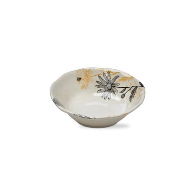 tagltd 16 oz. 7 in. Let It Bee Flower and Vine Bamboo Melamine Plastic Dinnerware Bowls Set of 4 Dishwasher Safe Indoor Outdoor