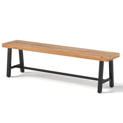 Tangkula 63 Inch Patio Bench Set of 1/2, Acacia Wood Long Dining Bench w/ Heavy-Duty Metal Legs