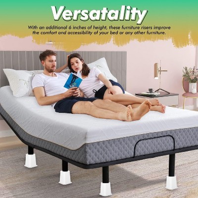 White Heavy Duty Plastic 6-Inch Bed Risers Set of 4